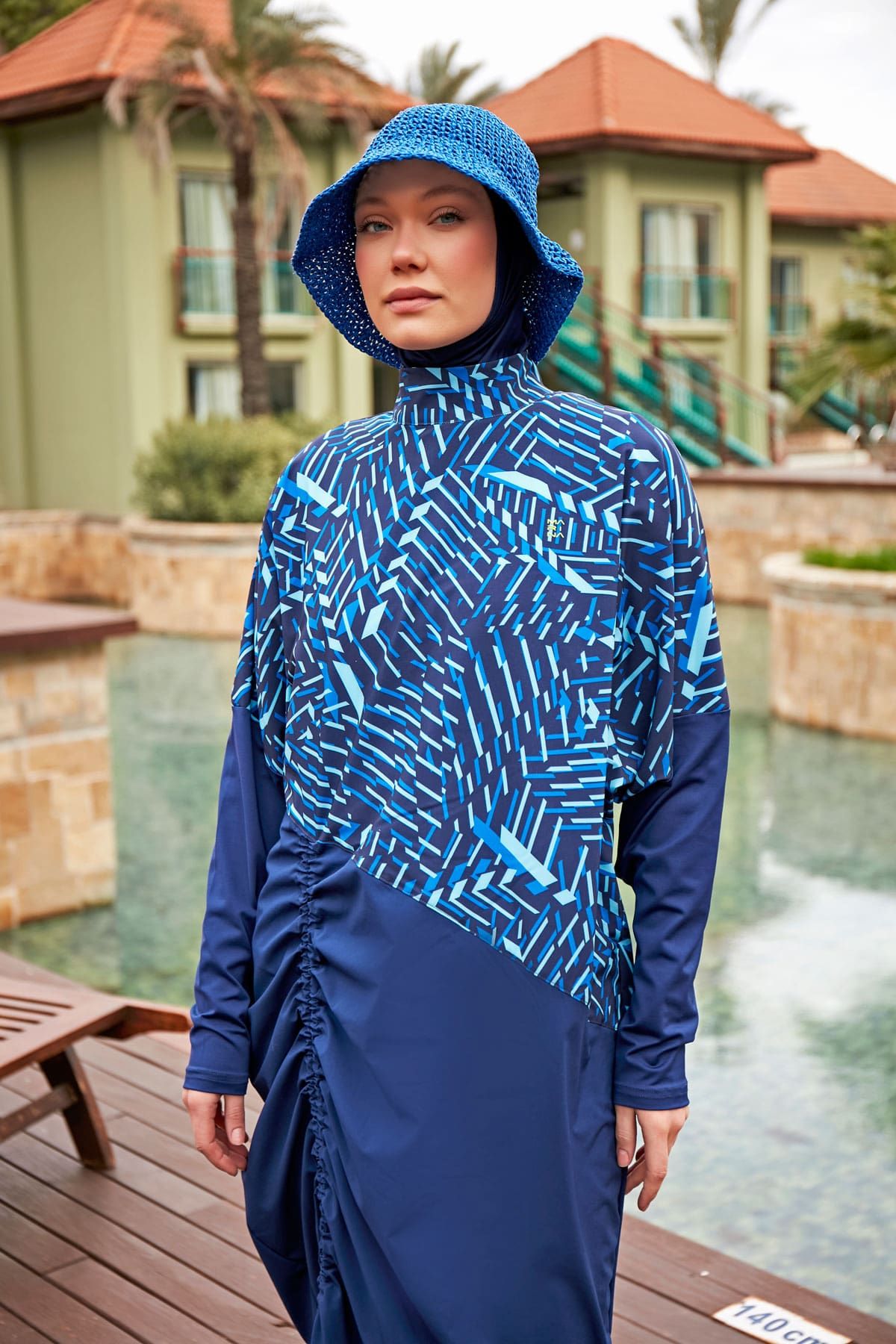 Woven Navy Burkini Modest Swimwear M2427 Marina Modest