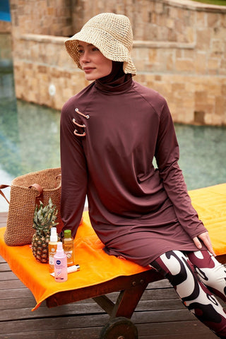 Lycra Brown Burkini Modest Swimwear M2468 - By Baano