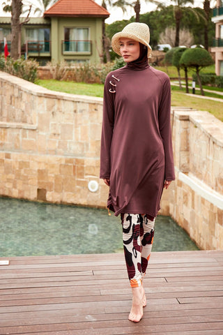 Lycra Brown Burkini Modest Swimwear M2468 - By Baano