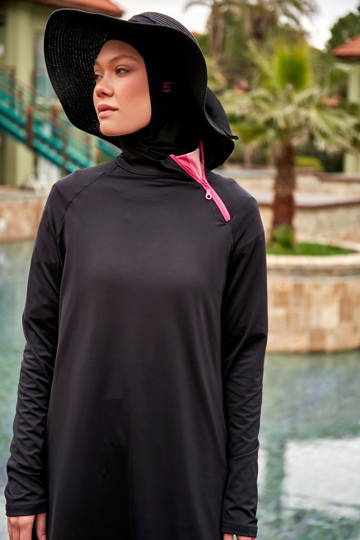 Stretchy Black Full-Coverage Modest Swimsuit M2479 Marina Modest