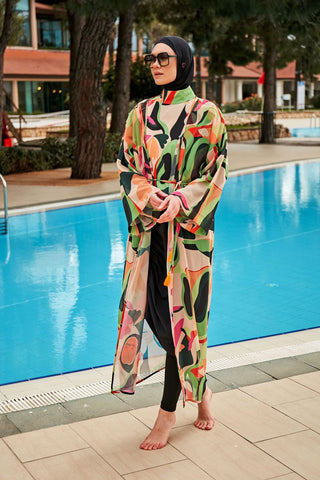 Woven Black Burkini Modest Swimwear M2423 - By Baano