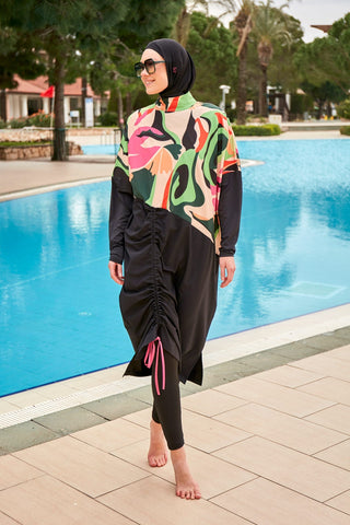 Woven Black Burkini Modest Swimwear M2423 - By Baano