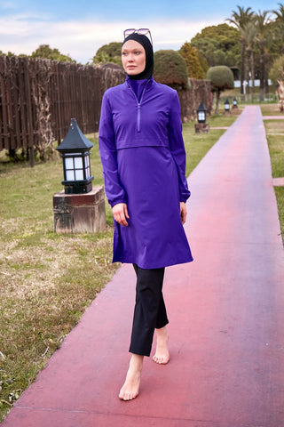 Woven Purple Burkini Modest Swimwear M2409 - By Baano