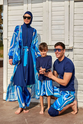 Woven Navy Burkini Modest Swimwear M2428 - By Baano