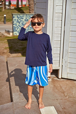 Woven Navy Boys Shorts B2435 - By Baano
