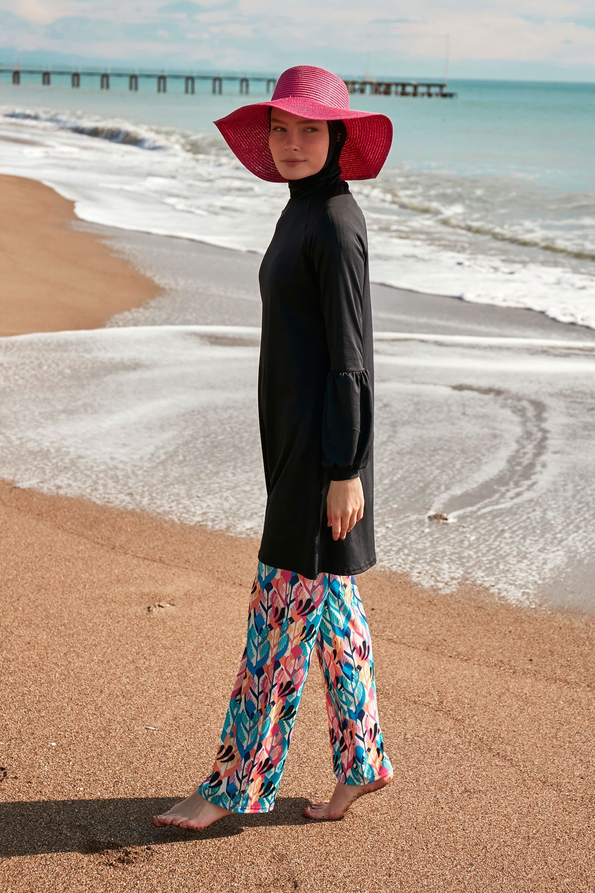 Lycra Black Burkini Modest Swimwear M2491 - By Baano