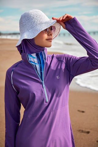 Woven Purple Burkini Modest Swimwear M2492 - By Baano