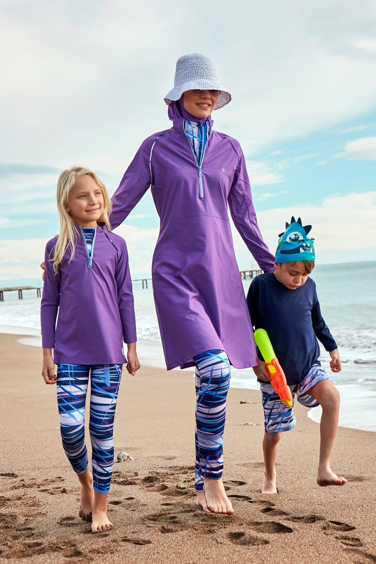 Woven Purple Burkini Modest Swimwear M2492 Marina Modest