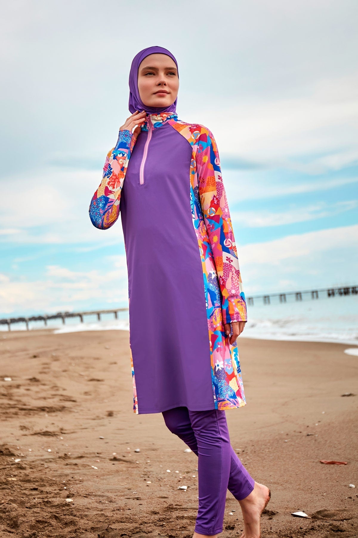 Woven Purple Burkini Modest Swimwear M2495 - By Baano