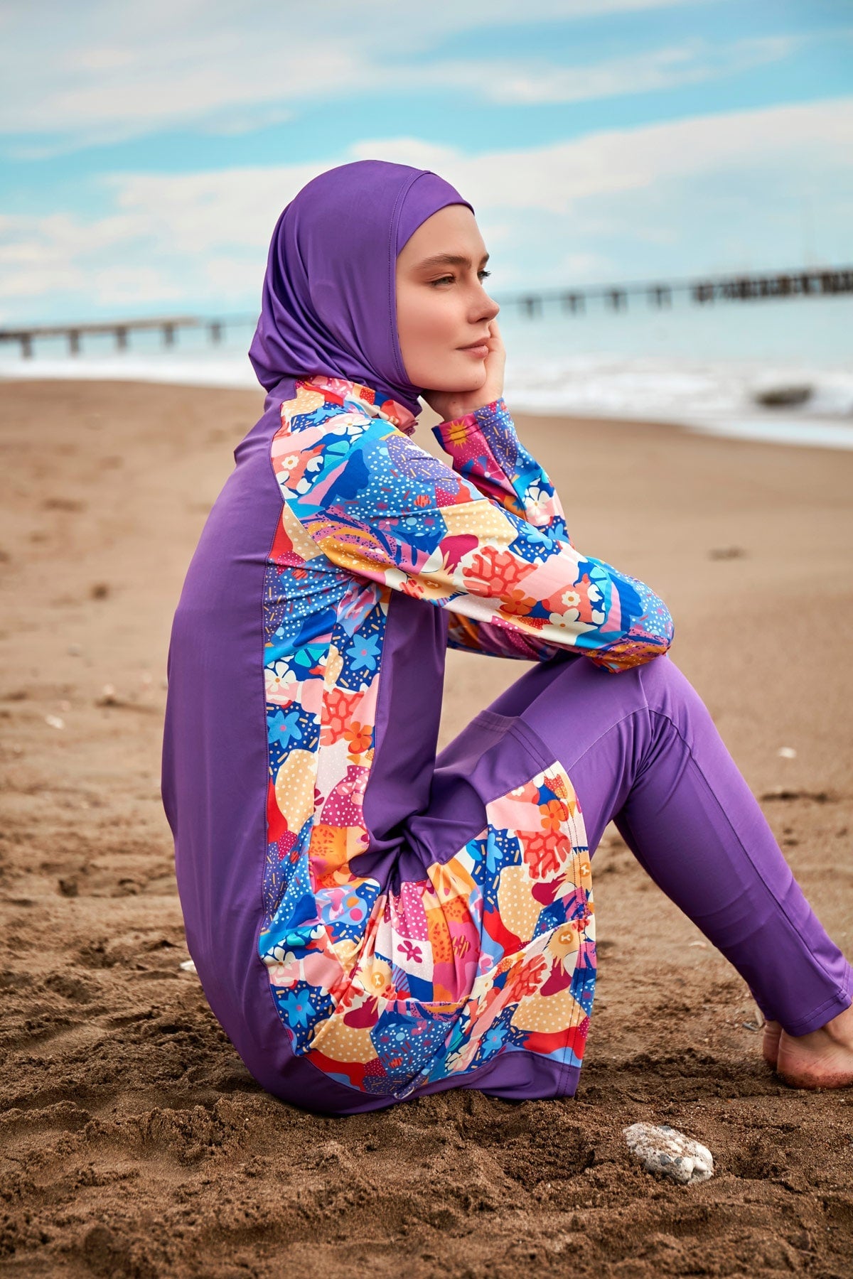 Woven Purple Burkini Modest Swimwear M2495 - By Baano