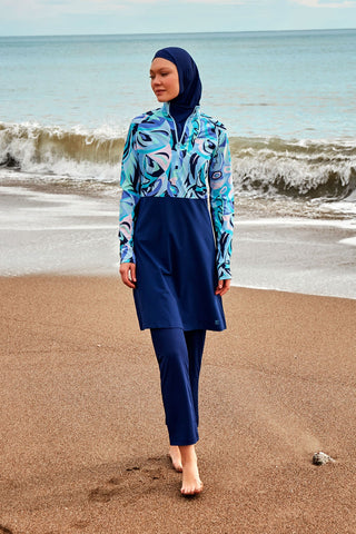 Woven Navy Burkini Modest Swimwear M2498 - By Baano