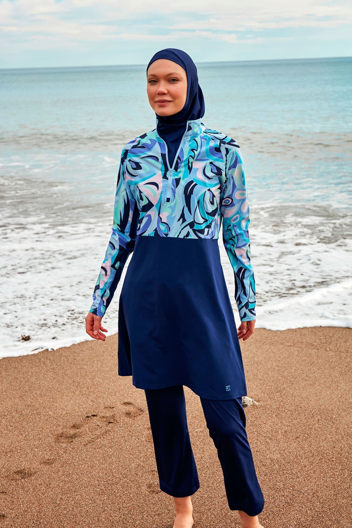 Woven Navy Burkini Modest Swimwear M2498 Marina Modest