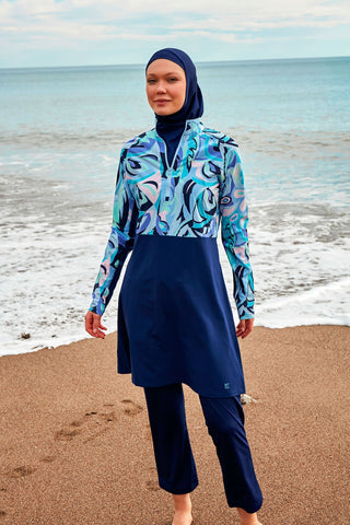 Woven Navy Burkini Modest Swimwear M2498 - By Baano