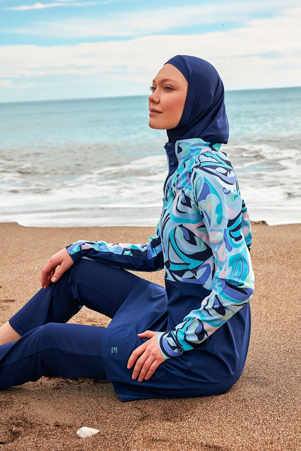 Woven Navy Burkini Modest Swimwear M2498 Marina Modest