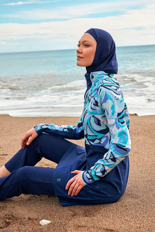 Woven Navy Burkini Modest Swimwear M2498 - By Baano