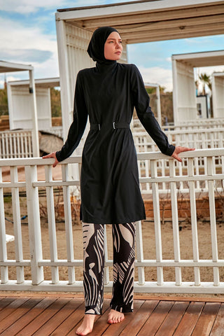 Woven Black Burkini Modest Swimwear M2424 - By Baano