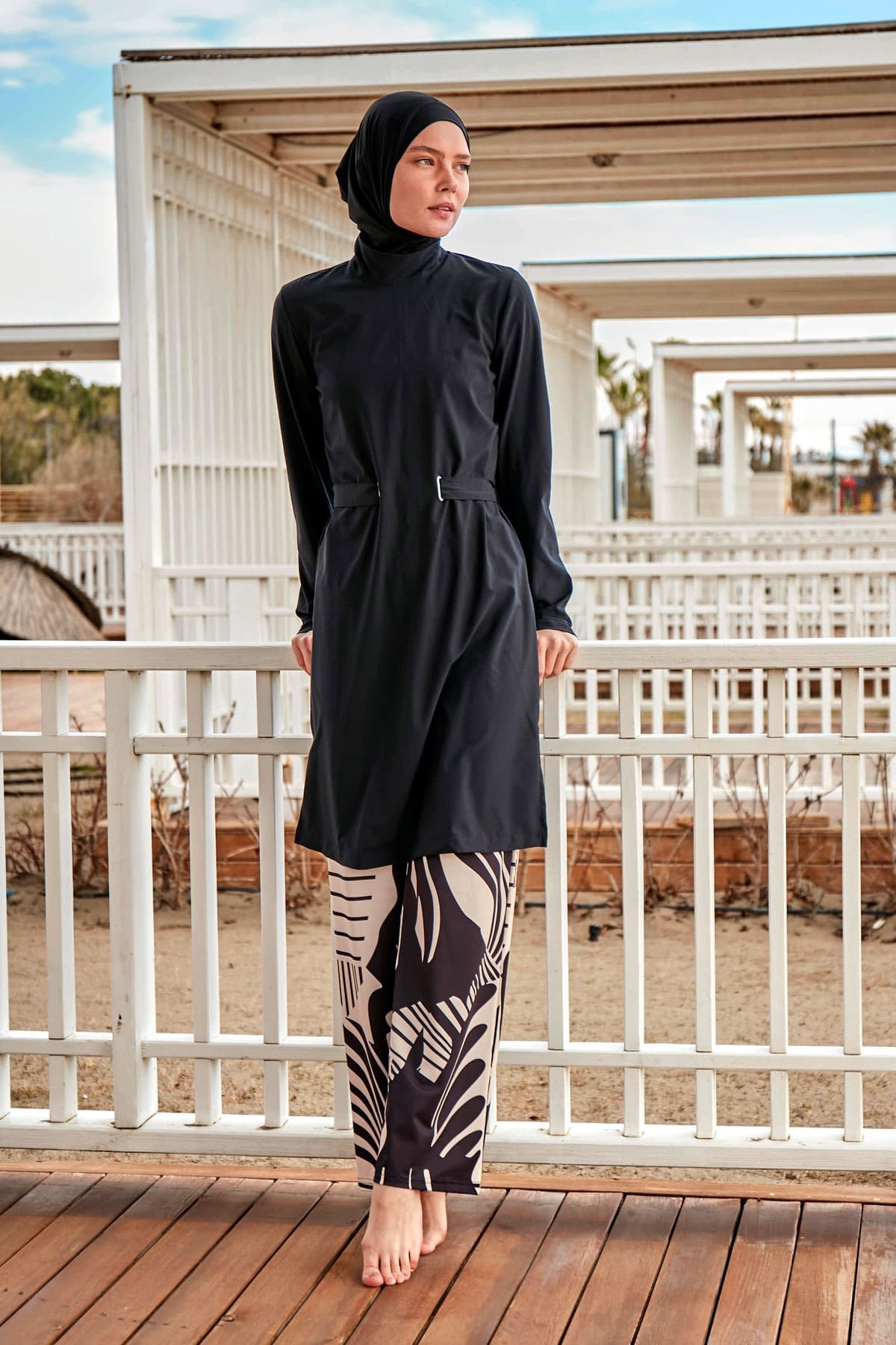 Woven Black Burkini Modest Swimwear M2424 Marina Modest