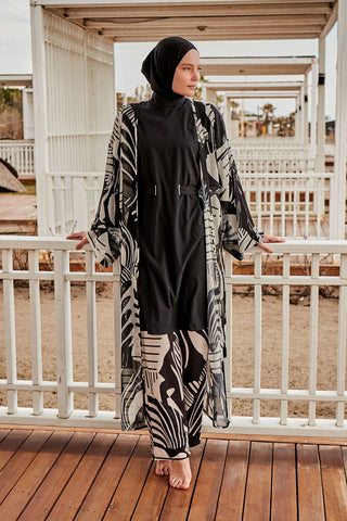 Woven Black Burkini Modest Swimwear M2424 - By Baano