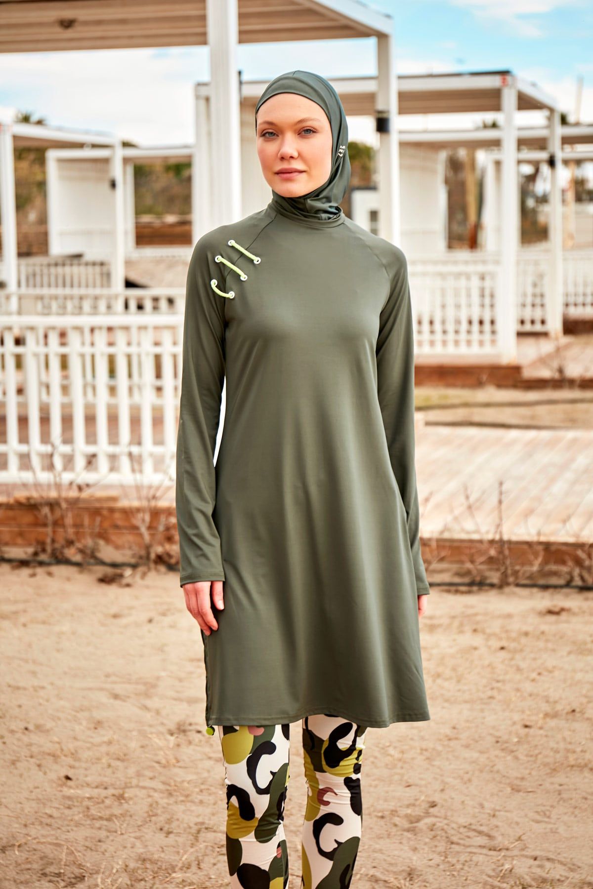 Lycra Khaki Burkini Modest Swimwear M2467 - By Baano