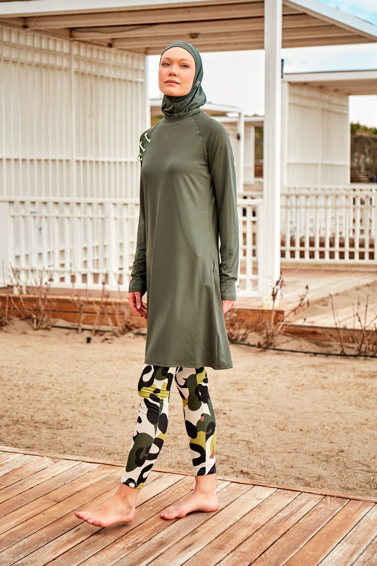 Lycra Khaki Burkini Modest Swimwear M2467 - By Baano