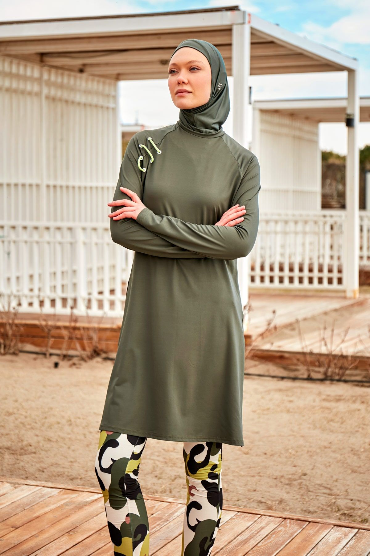 Lycra Khaki Burkini Modest Swimwear M2467 - By Baano