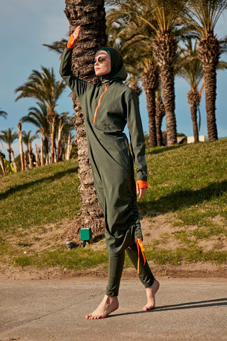 Woven Khaki Burkini Modest Swimwear M2413 - By Baano