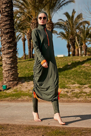 Woven Khaki Burkini Modest Swimwear M2413 - By Baano