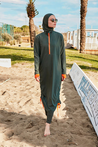Woven Khaki Burkini Modest Swimwear M2413 - By Baano