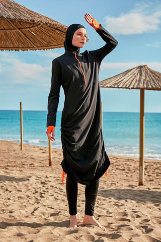 Woven Black Burkini Modest Swimwear M2414 - By Baano