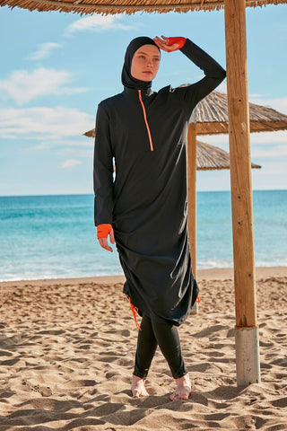 Woven Black Burkini Modest Swimwear M2414 - By Baano