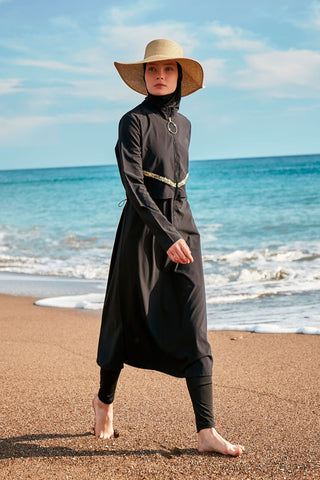 Woven Black Burkini Modest Swimwear M2410 - By Baano