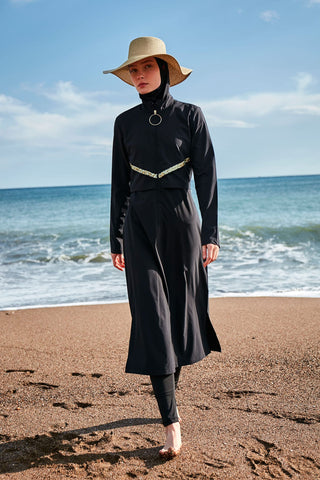 Woven Black Burkini Modest Swimwear M2410 - By Baano