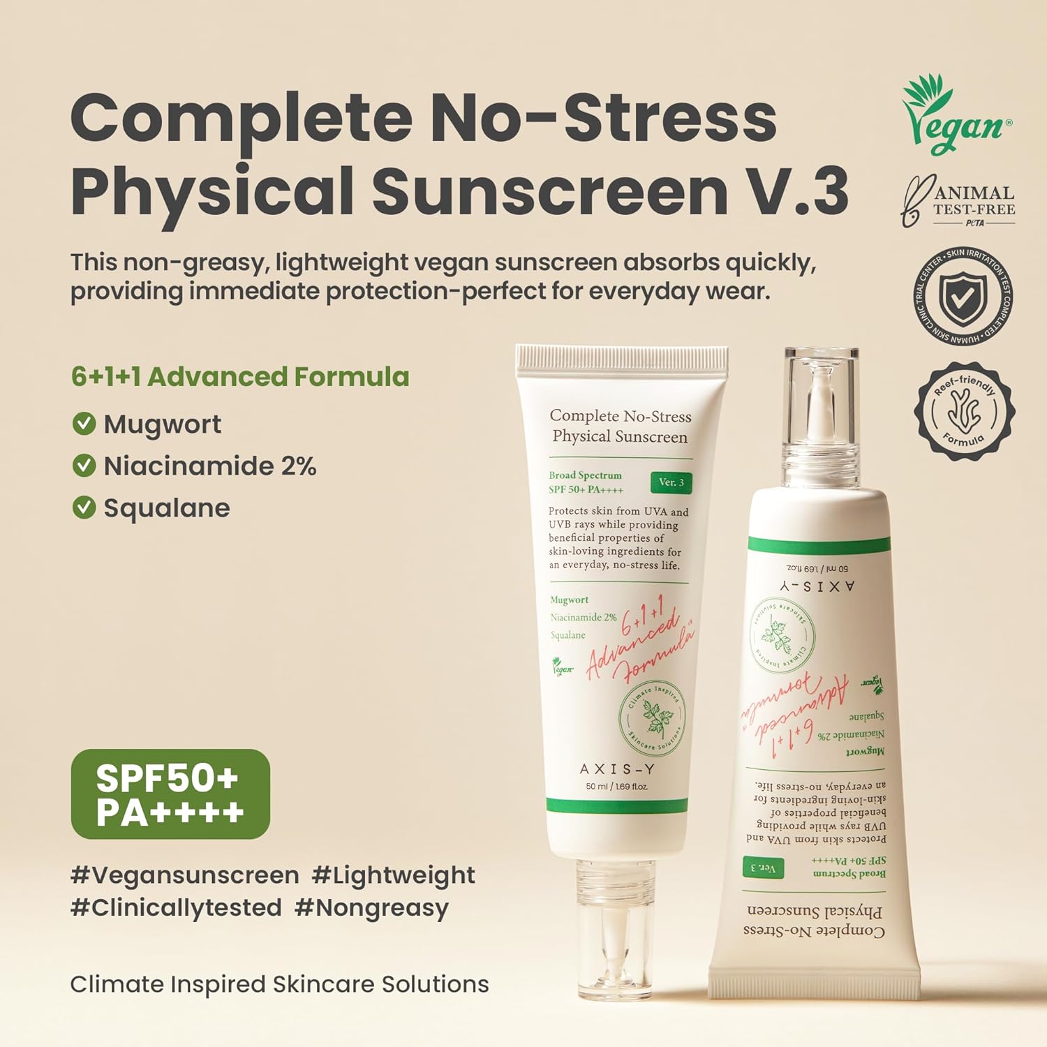 AXIS-Y Complete No-Stress Physical Sunscreen SPF50+ PA++++