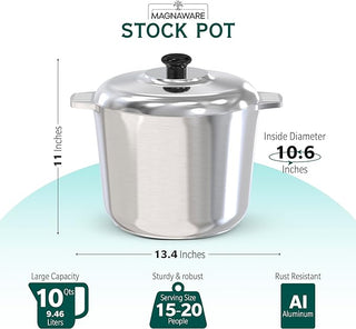 Stock Pot with Lid 10 Quarts - By Baano