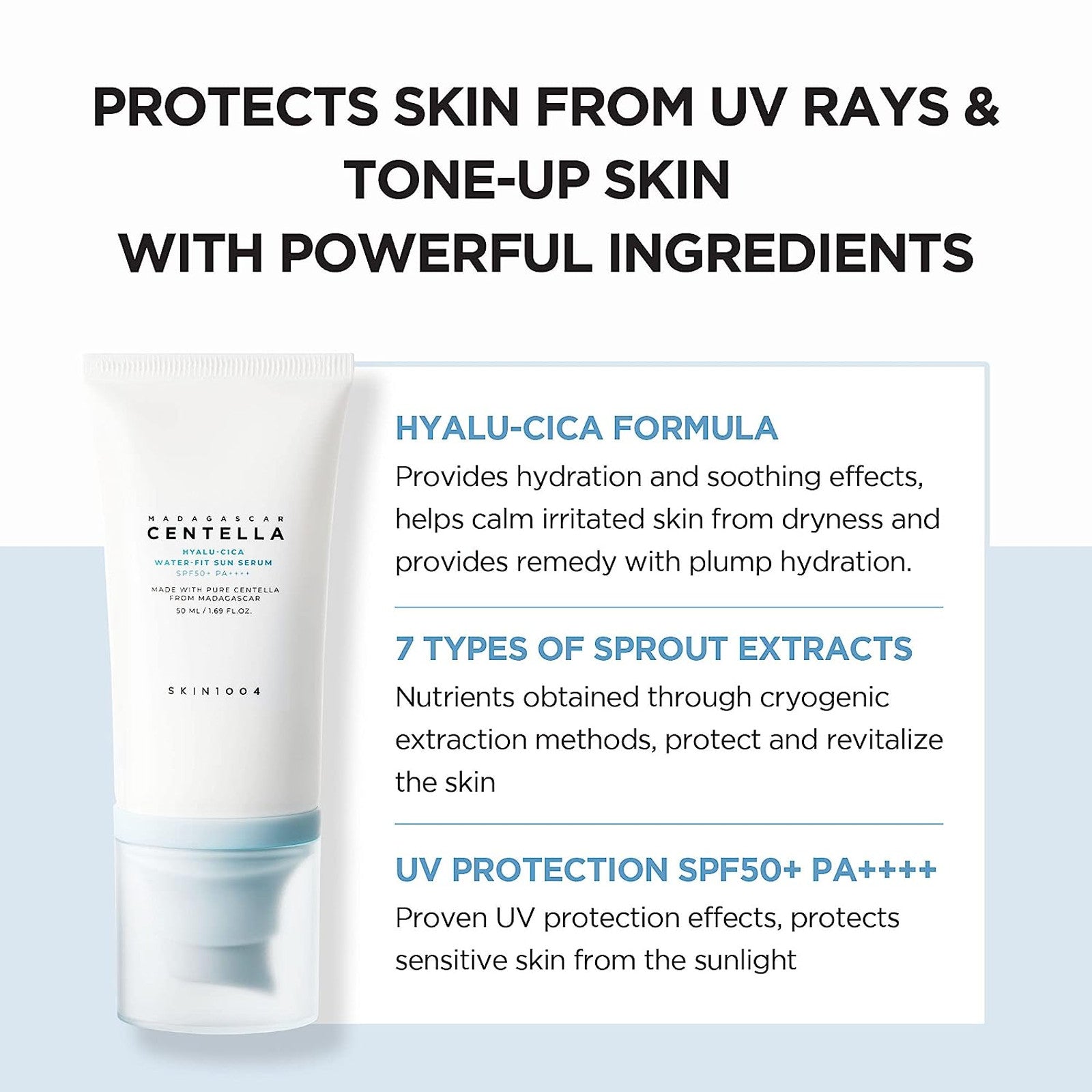 [Damage Box] SKIN1004 Madagascar Centella Hyalu-Cica Water-Fit Sun Serum SPF50+ PA++++ (2-Pack)