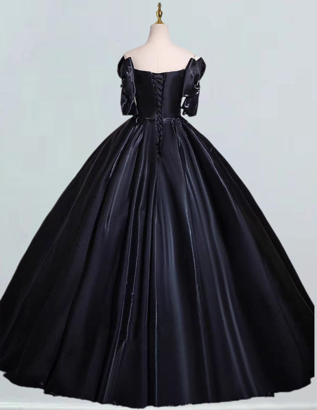 Elegant Black Strapless Satin Ball Gown | Women's Prom & Evening Dress