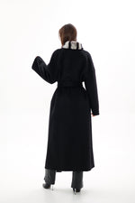 Genuine  French Orylag Fur Italian Cashmere Wool Coat