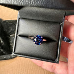3.0ct Lab Blue Sapphire Solitaire Hidden Halo Engagement Ring Ring Deluxe Fine Jewelry