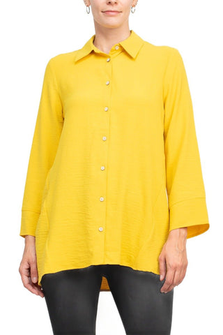 Counterparts Collared 3/4 Sleeve Solid Button Down Shirt - Glamourous Grace