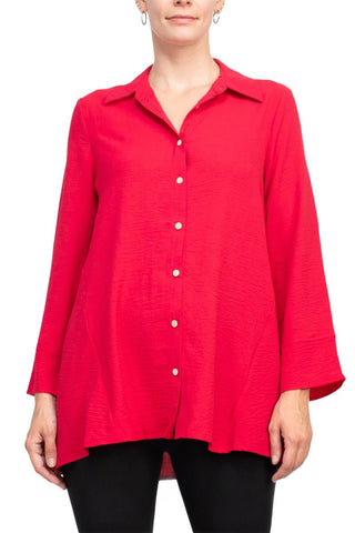 Counterparts Collared 3/4 Sleeve Solid Button Down Shirt - Glamourous Grace