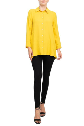 Counterparts Collared 3/4 Sleeve Solid Button Down Shirt - Glamourous Grace