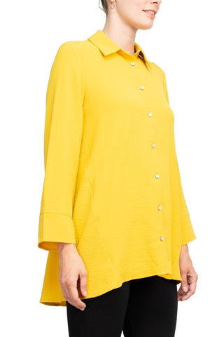 Counterparts Collared 3/4 Sleeve Solid Button Down Shirt - Glamourous Grace