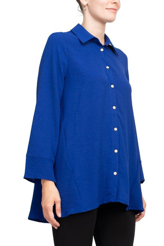 Counterparts Collared 3/4 Sleeve Solid Button Down Shirt - Glamourous Grace