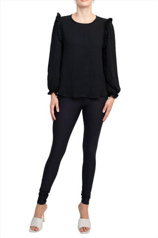 Counterparts Round Neck Bishop Long Sleeves Smocked Cuffs - By Baano