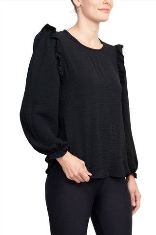 Counterparts Round Neck Bishop Long Sleeves Smocked Cuffs - By Baano