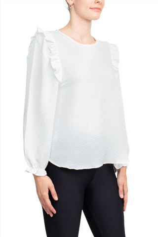 Counterparts Round Neck Bishop Long Sleeves Smocked Cuffs - By Baano