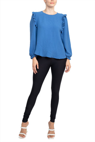Counterparts Round Neck Bishop Long Sleeves Smocked Cuffs - By Baano
