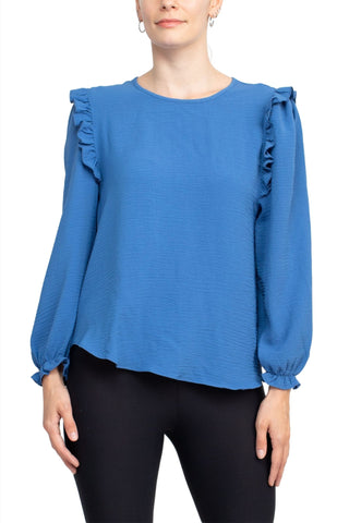Counterparts Round Neck Bishop Long Sleeves Smocked Cuffs - By Baano