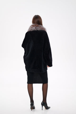 Palermo Genuine Astrakhan Silver Fox Trim Coat