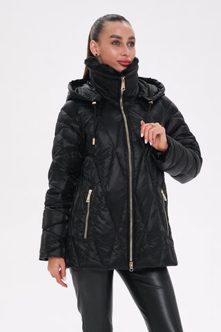 Genuine Mink Fur Trim Down Coat